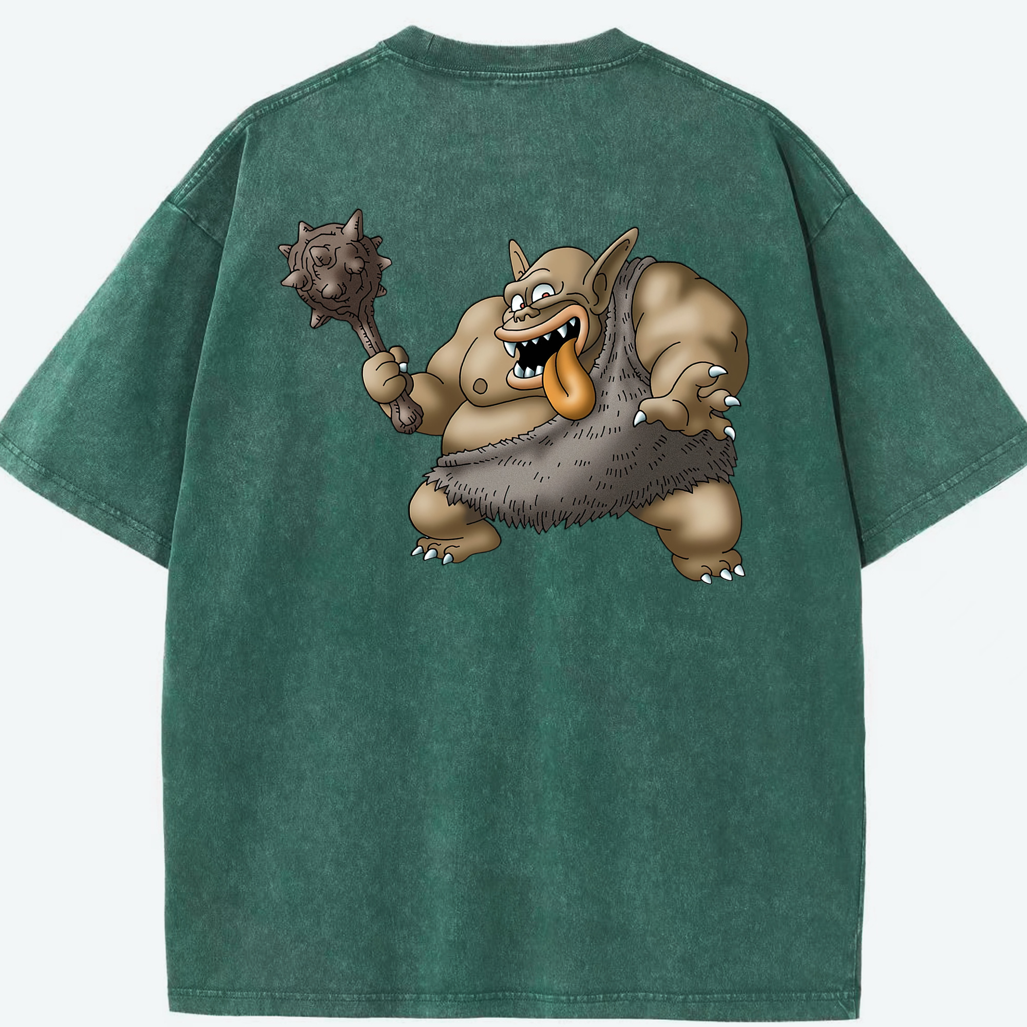 （画像用） ドラゴンクエスト Doragon Kuesuto Dragon Quest 綿100% ヴィンテージ風 半袖Tシャツ（背面プリント）